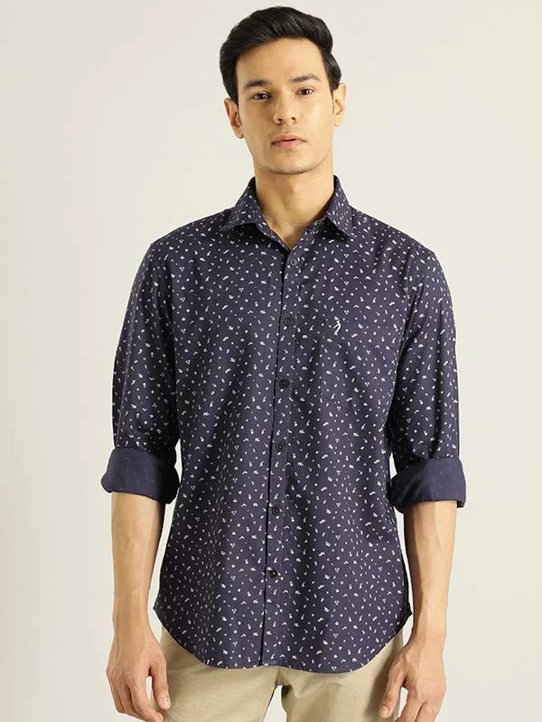 Indian Terrain Men All Over Print Dark Blue Shirt